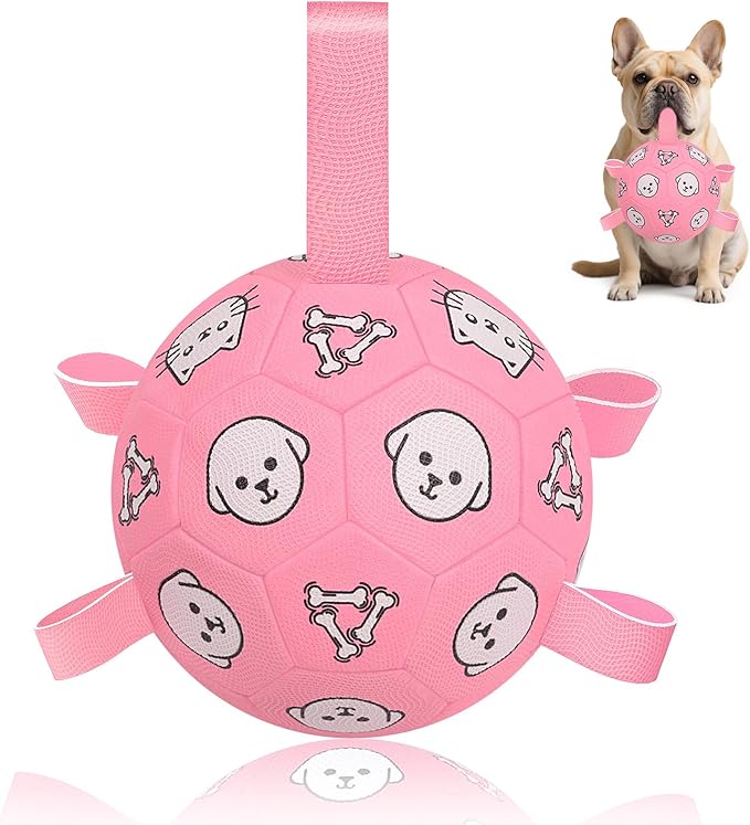 Interactive Dog Ball Toy with Tug Handles – Soft Plush Fetch Ball for Dogs, Durable Training & Play Toy for Small, Medium and Large Dogs