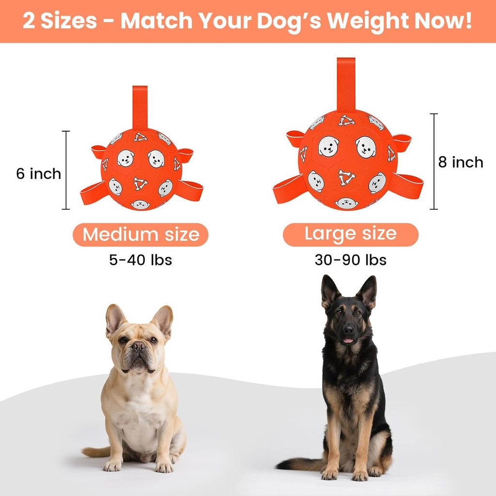 Interactive Dog Ball Toy with Tug Handles – Soft Plush Fetch Ball for Dogs, Durable Training & Play Toy for Small, Medium and Large Dogs