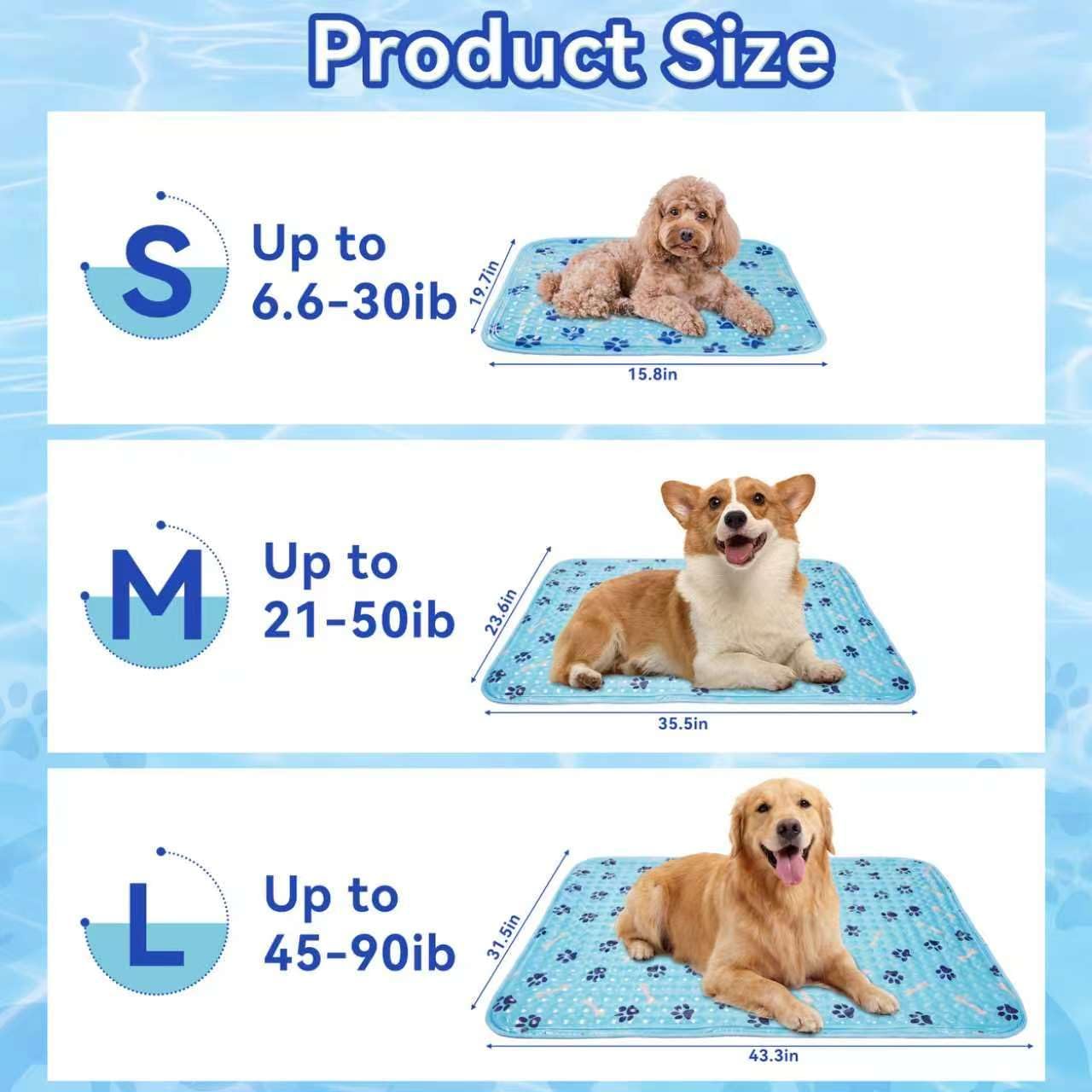 Hydrogel Pet Cooling Mat for Dogs and Cats, Reusable Summer Cooling Pad