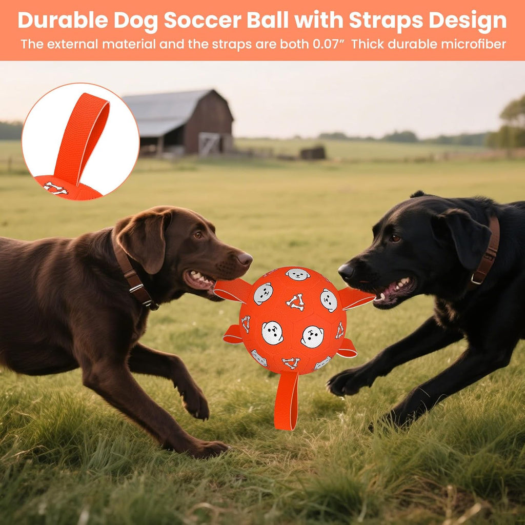 Interactive Dog Ball Toy with Tug Handles – Soft Plush Fetch Ball for Dogs, Durable Training & Play Toy for Small, Medium and Large Dogs