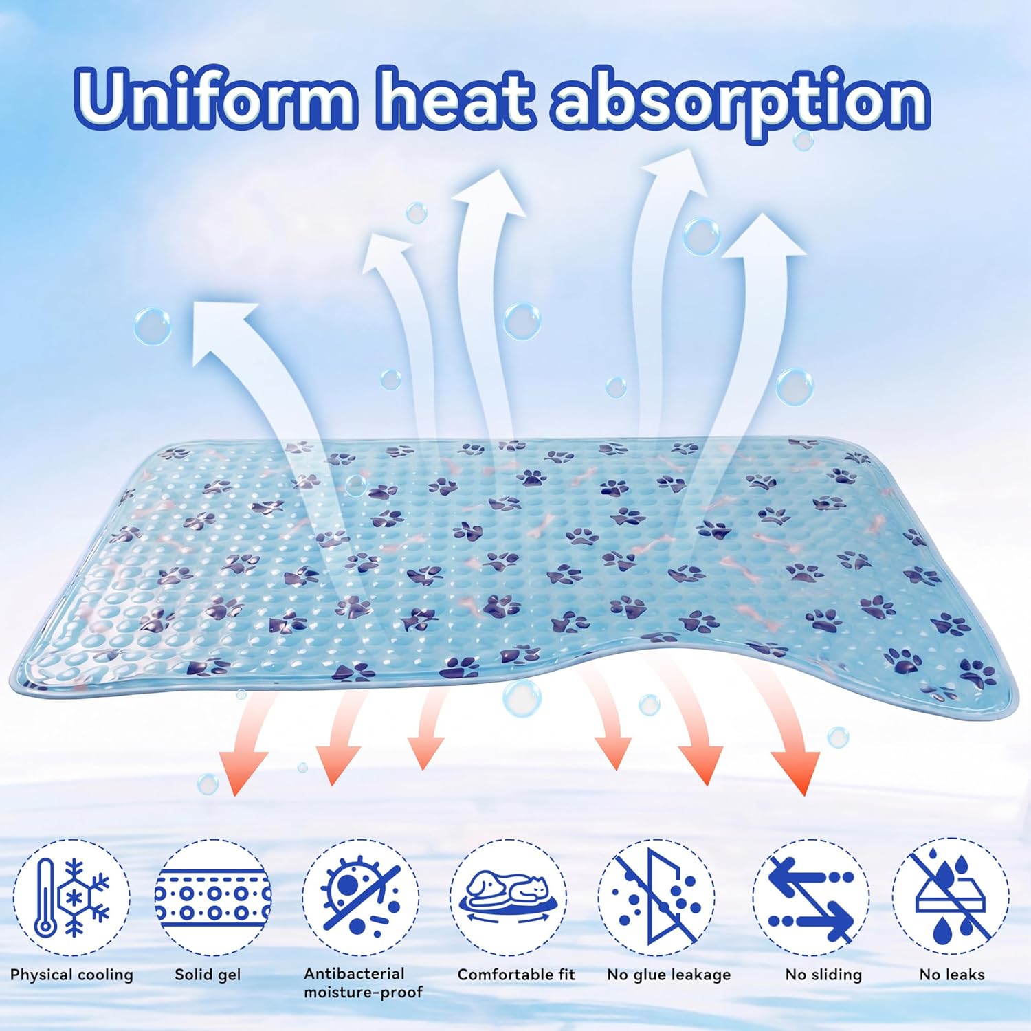 Hydrogel Pet Cooling Mat for Dogs and Cats, Reusable Summer Cooling Pad