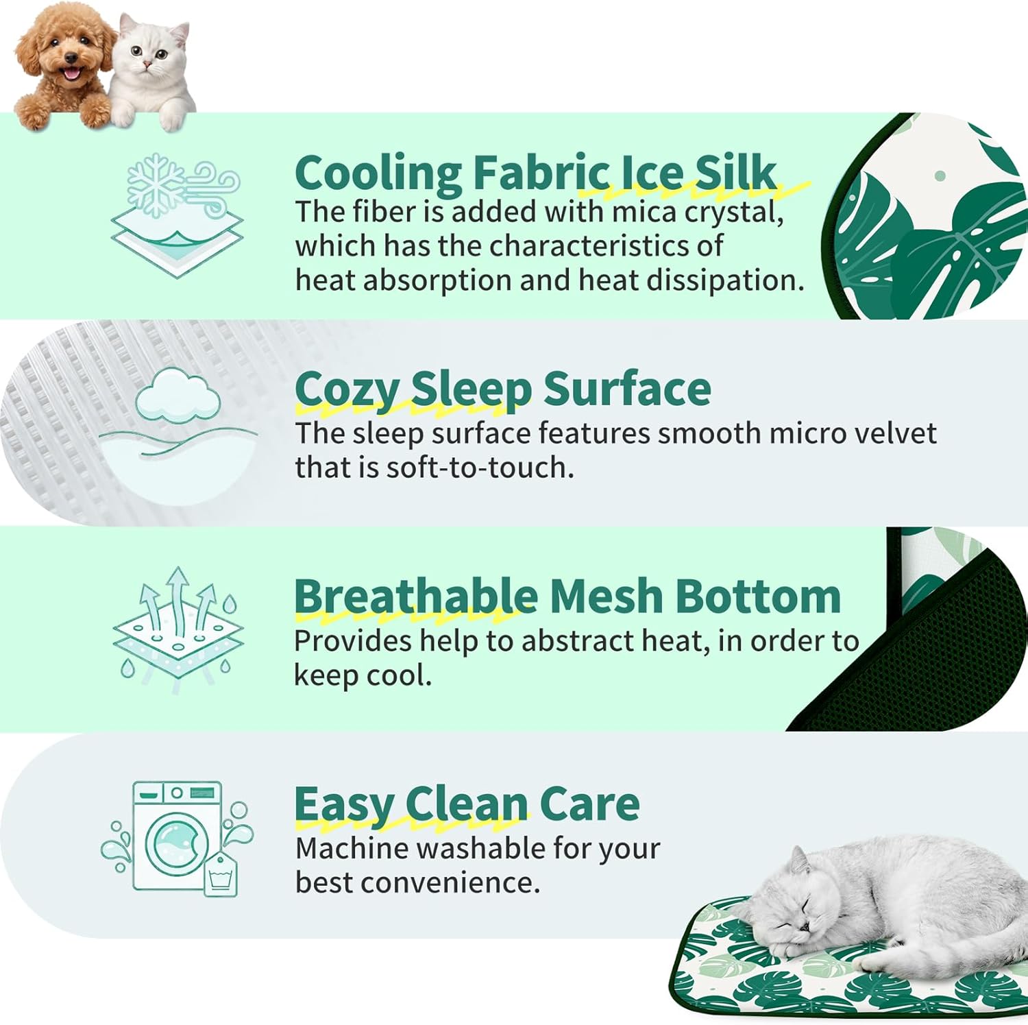 Cooling Pet Mat for Cats and Dogs, Lightweight Summer Sleeping Pad