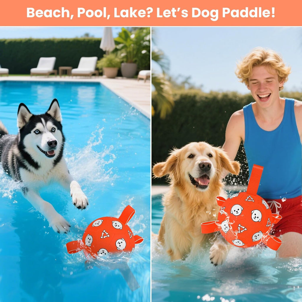 Interactive Dog Ball Toy with Tug Handles – Soft Plush Fetch Ball for Dogs, Durable Training & Play Toy for Small, Medium and Large Dogs