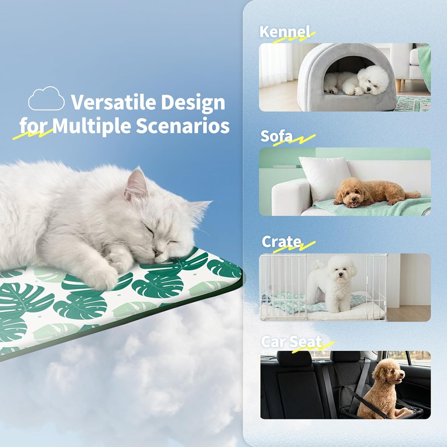 Cooling Pet Mat for Cats and Dogs, Lightweight Summer Sleeping Pad